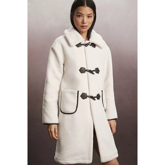 Anthropologie NVLT Berber Cream Sherpa Collared Toggle Coat size XL - Picture 1 of 10